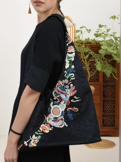 Loong Li Xiangyunsha Silk Hand-Embroidered Story Tote