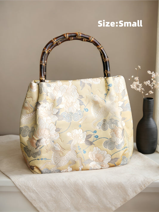 Song Brocade Kylin Bamboo Handle Tote