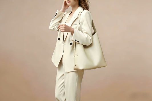 Minimalist Leather  for Women – Elegant Ivory Tote