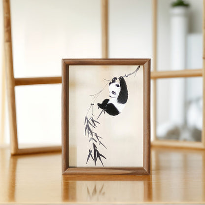 Chinese Double-Sided Embroidery Panda Wall Art - Handstitched Xiang Embroidery on Walnut Wood, Glass-Free Display, Asian Home Decor Gift