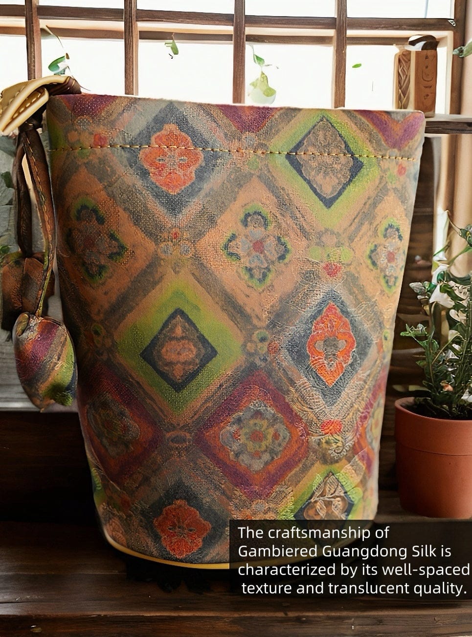 Xiangyunsha Four-Grid Crossbody Bucket Bag