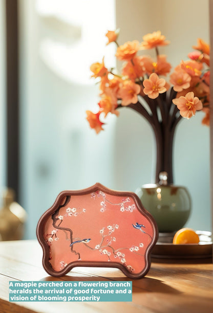 Double-Sided Art Ornament - Handmade Xiang Embroidery Display with Auspicious Birds & Flowers, Meticulous Needlework Home Decor