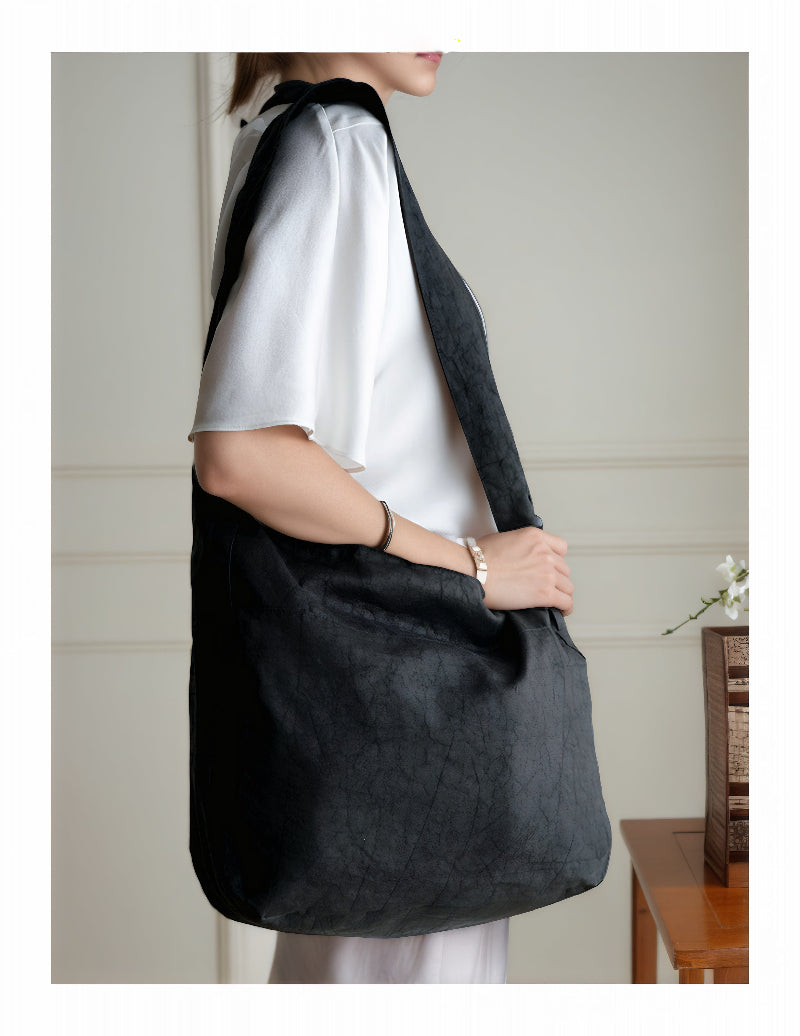 Gambiered Guangdong Silk (Xiangyun Sha) Tortoise-Crack Pattern Lotus Drawstring Bag - New Chinese Style Women's Shoulder Tote, Convertible Crossbody & Handheld Purse for Daily Commute