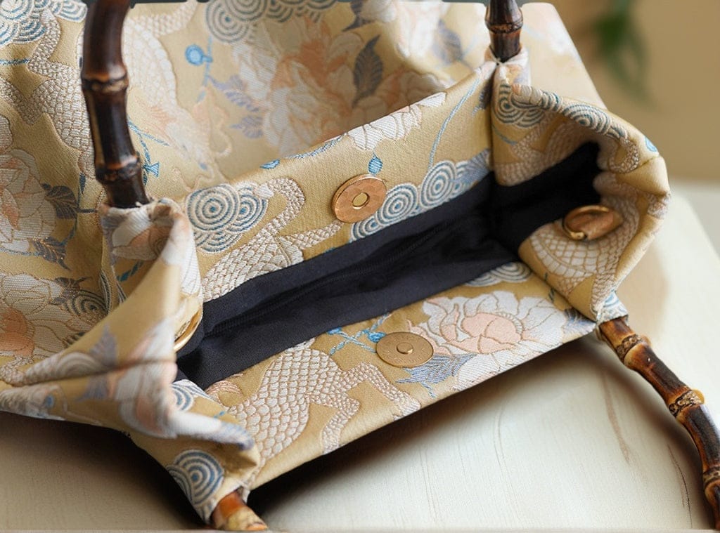 Song Brocade Kylin Bamboo Handle Tote