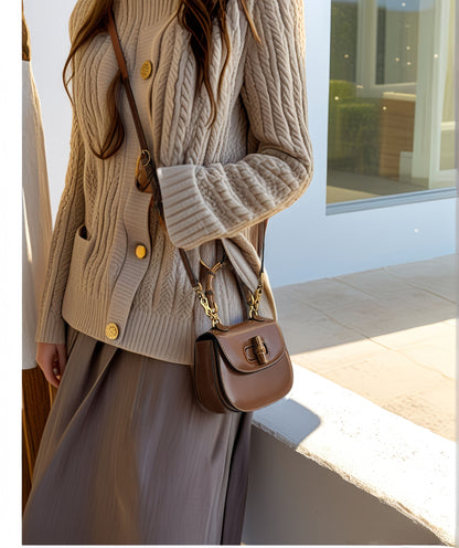 Bamboo Handle Leather Top Handle Bag