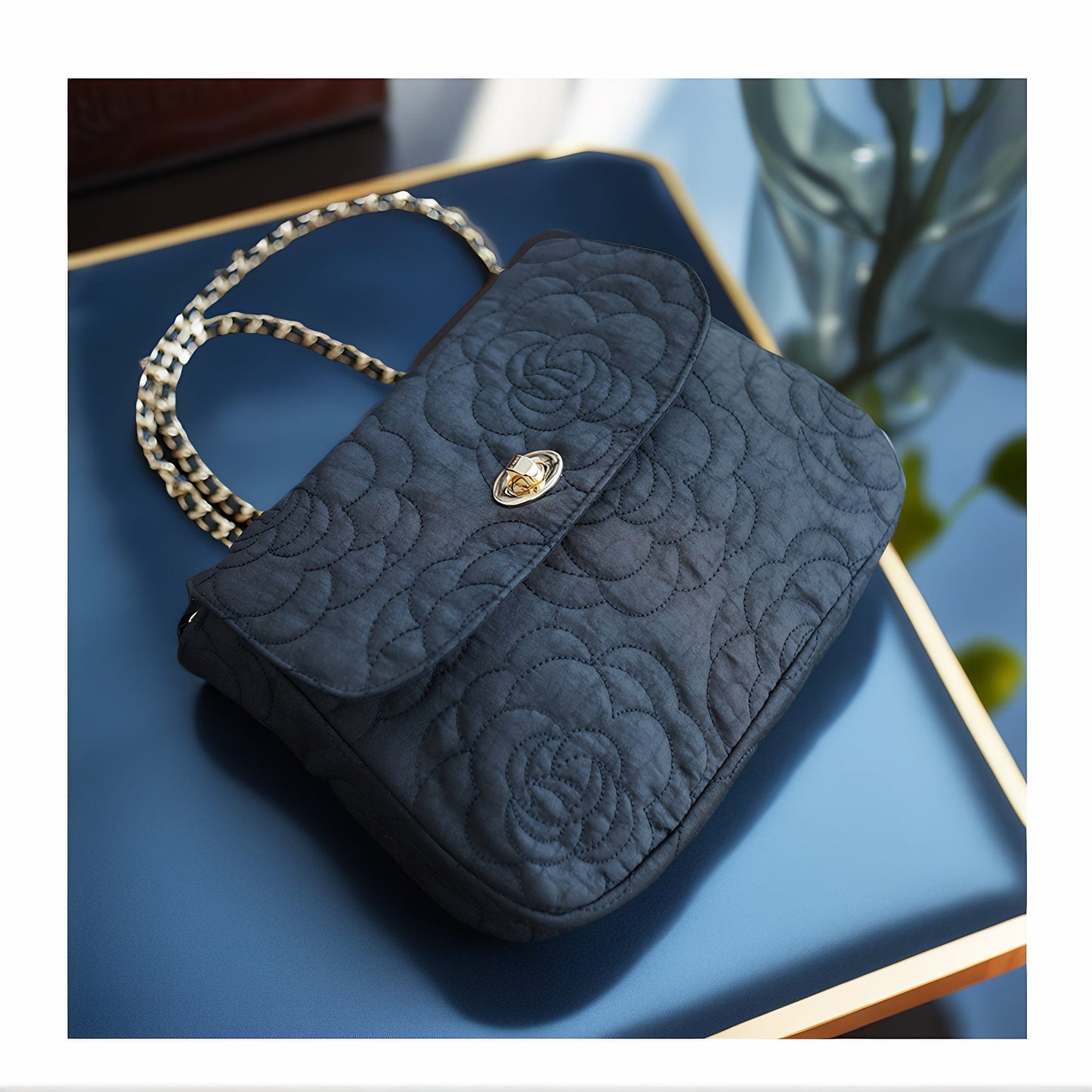 Chinese Style Bag, Luxury Silk Purse for Women, Vintage Xiangyunsha (Gambiered Guangdong Silk) Crossbody Handbag with Camellia Design - Artisanal Mulberry Silk Clutch