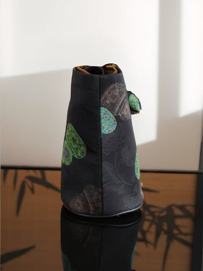 East-Meets-West Elegance: Windowpane Pattern Gambiered Canton Gauze Silk Phone Bag - Chic Oriental Mini Crossbody