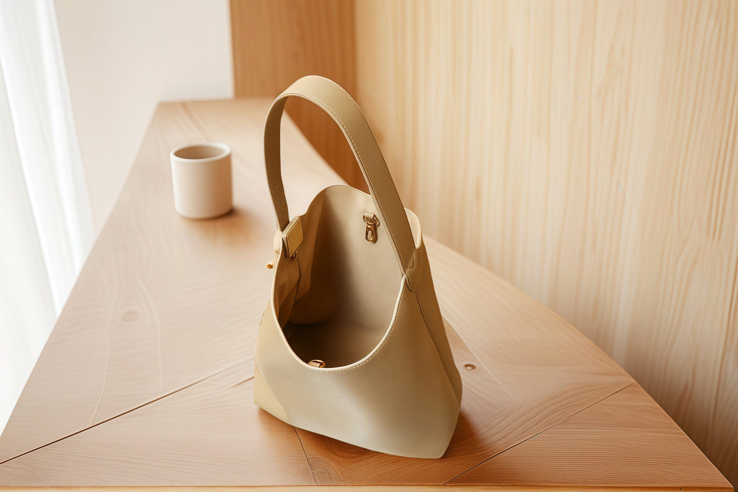 Minimalist Leather  for Women – Elegant Ivory Tote