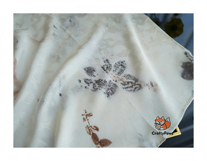 Leaf Print & Plant-Dyed Jiaoluo Silk Scarf - 19 Momme Breathable Square Neckwear, Handwoven 100% Mulberry Silk, Intangible Cultural Heritage Gift