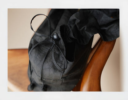 Gambiered Guangdong Silk (Xiangyun Sha) Tortoise-Crack Pattern Lotus Drawstring Bag - New Chinese Style Women's Shoulder Tote, Convertible Crossbody & Handheld Purse for Daily Commute