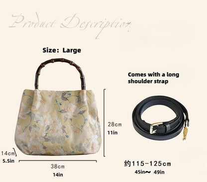 Song Brocade Kylin Bamboo Handle Tote
