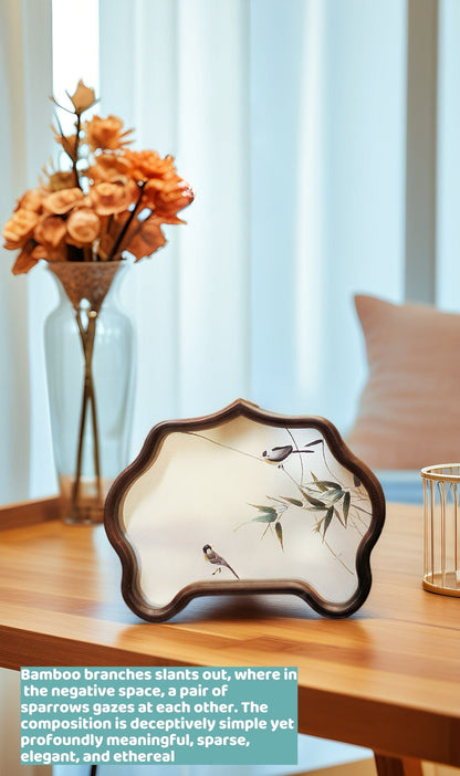 Double-Sided Art Ornament - Handmade Xiang Embroidery Display with Auspicious Birds & Flowers, Meticulous Needlework Home Decor
