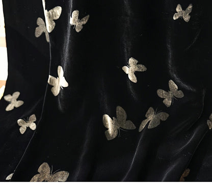 New Chinese Style Velvet Silk Scarf - Double-Layer Winter Shawl for Women with Butterfly Print, Mulberry Silk Luxury Wrap