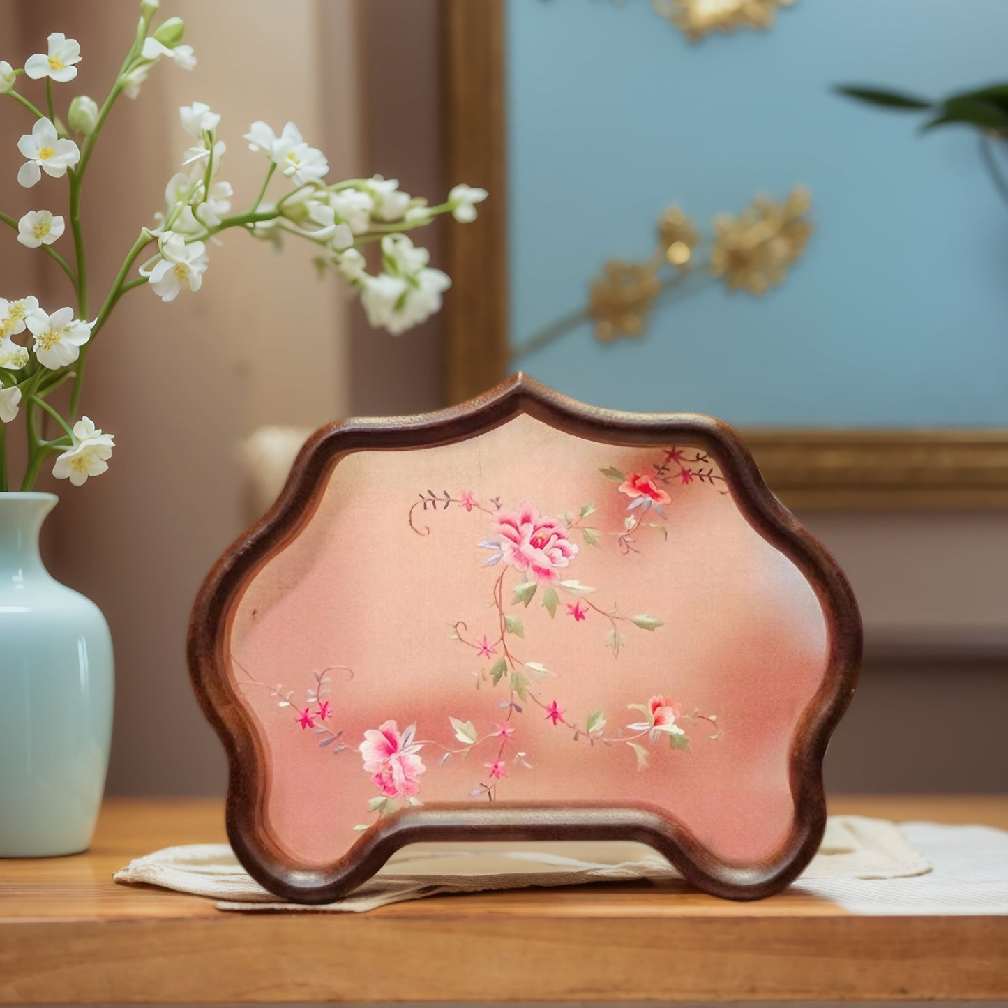 Double-Sided Art Ornament - Handmade Xiang Embroidery Display with Auspicious Birds & Flowers, Meticulous Needlework Home Decor