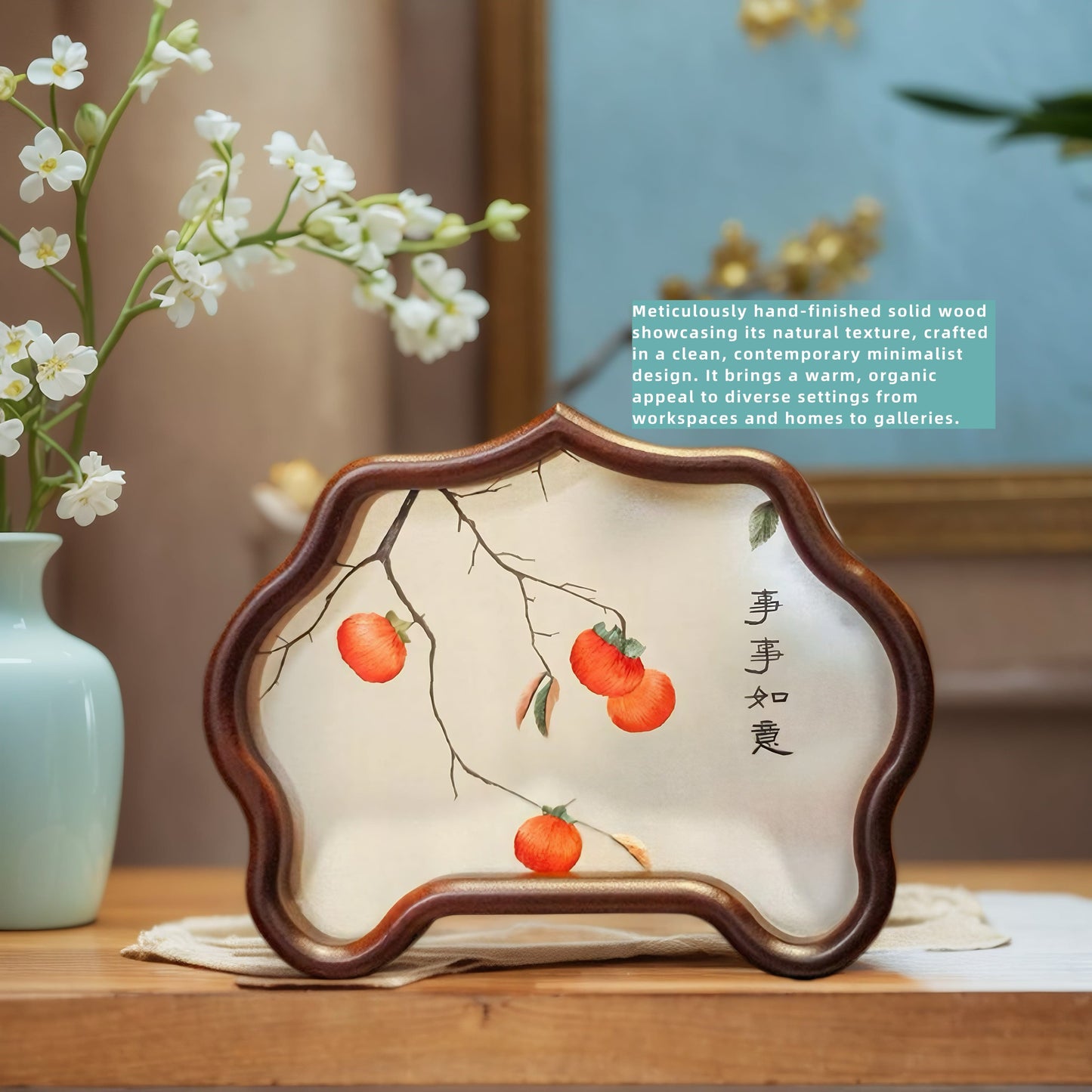Double-Sided Art Ornament - Handmade Xiang Embroidery Display with Auspicious Birds & Flowers, Meticulous Needlework Home Decor