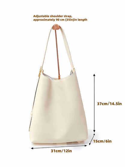 Minimalist Leather  for Women – Elegant Ivory Tote